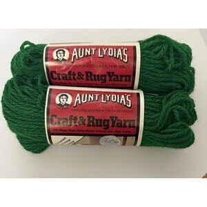 Aunt Lydia's Craft & Rug Yarn Christmas Green 2 Skeins 3 Ply 60 Yards New Lot